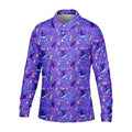 SK8R CAT Patterned Golf Polos, Mens Funny Golf Shirts, Long Sleeve Golf Shirts, Men Golf Polo