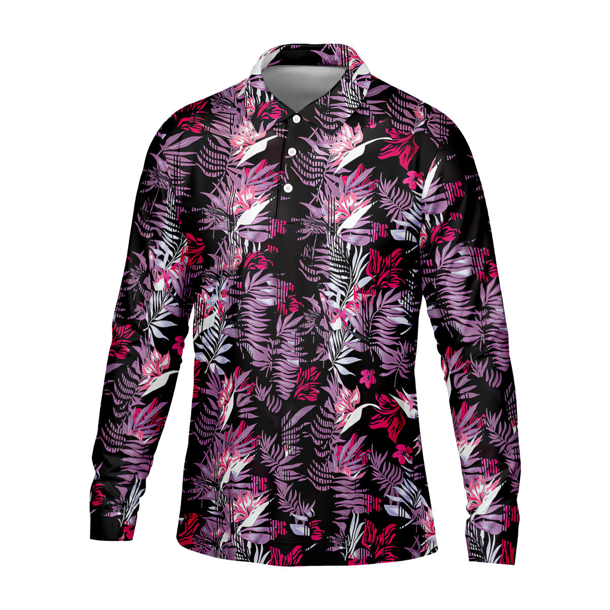Purple And Black Tropical Golf Shirts, Golf Tops For Men, Polo Shirts For Men, Golfing Apparel