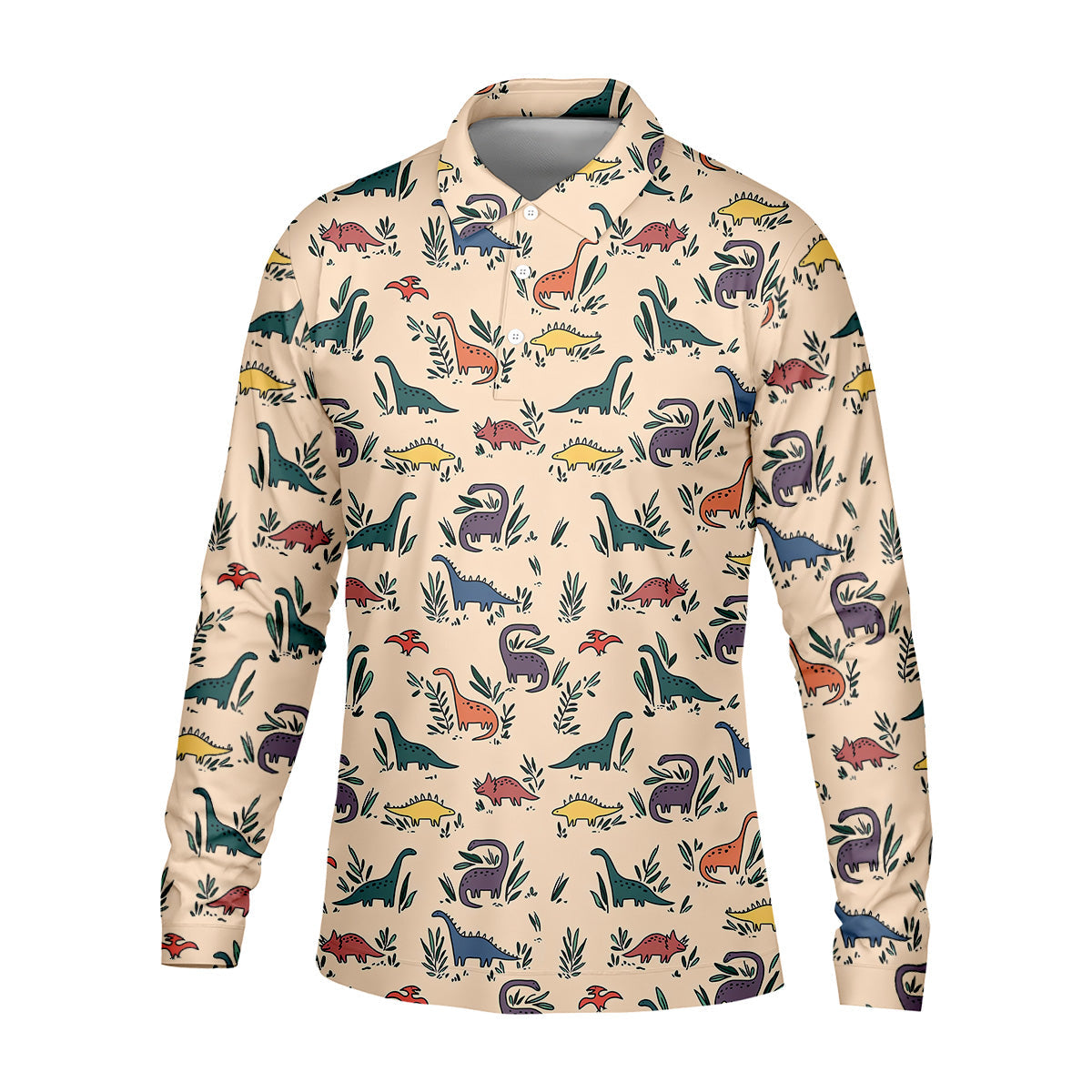 Dinosaur Hawaiian Shirt, Seamless Pattern Golf Tops For Men, Golf Polo Shirt, Golfing Apparel