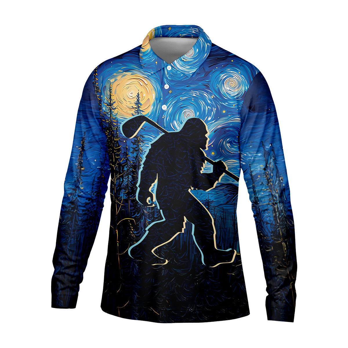 Not All Who Wander Are Lost Starry Night Shirt, Sasquatch Golf Shirt, Golf Tops For Men, Golf Gift For Men