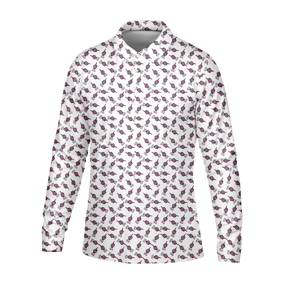 Middle Finger Breast Cancer Golf Shirt, Men Golf Polo, Golf Gift Ideas For Him, Mens Golf Polo Shirts