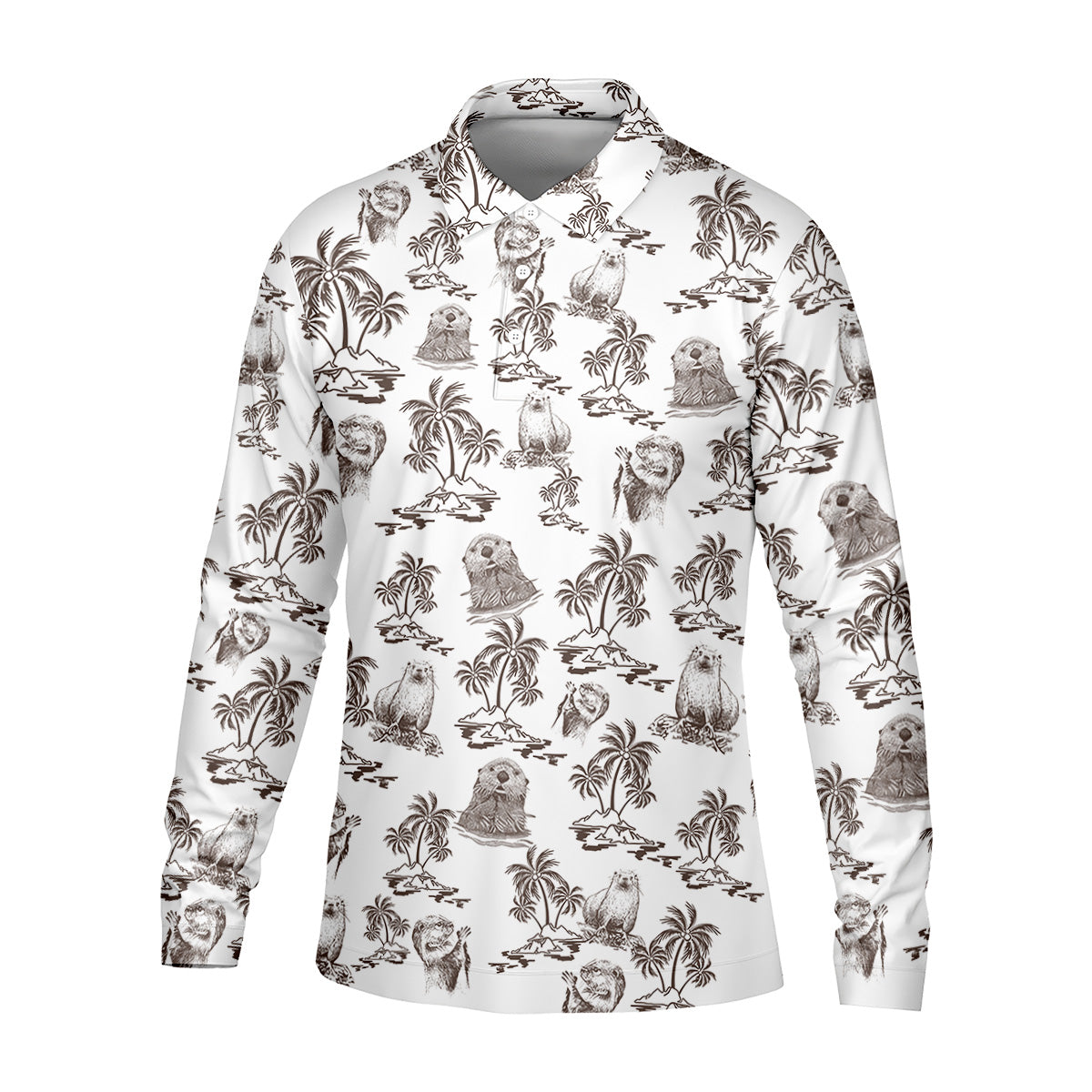 Adorable Sea Otter Tropical Golf Shirts, Cute Golf Outfit, Polo Shirts For Men, Golf Gift For Men