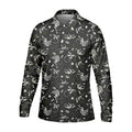 Dinosaur Golf Shirt, Funny Skeleton Patterned Golf Polos, Long Sleeve Golf Shirts, Men Golf Polo