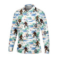 White And Blue Funny Sasquatch Tropical Golf Shirts, Fun Men's Golf Polos, Hawaiian Golf Shirts, Golfing Apparel