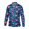 Flamingo Pink Pink And Blue Tropical Golf Shirts, Polo Shirts For Men, Golf Gift For Men, Golfing Apparel