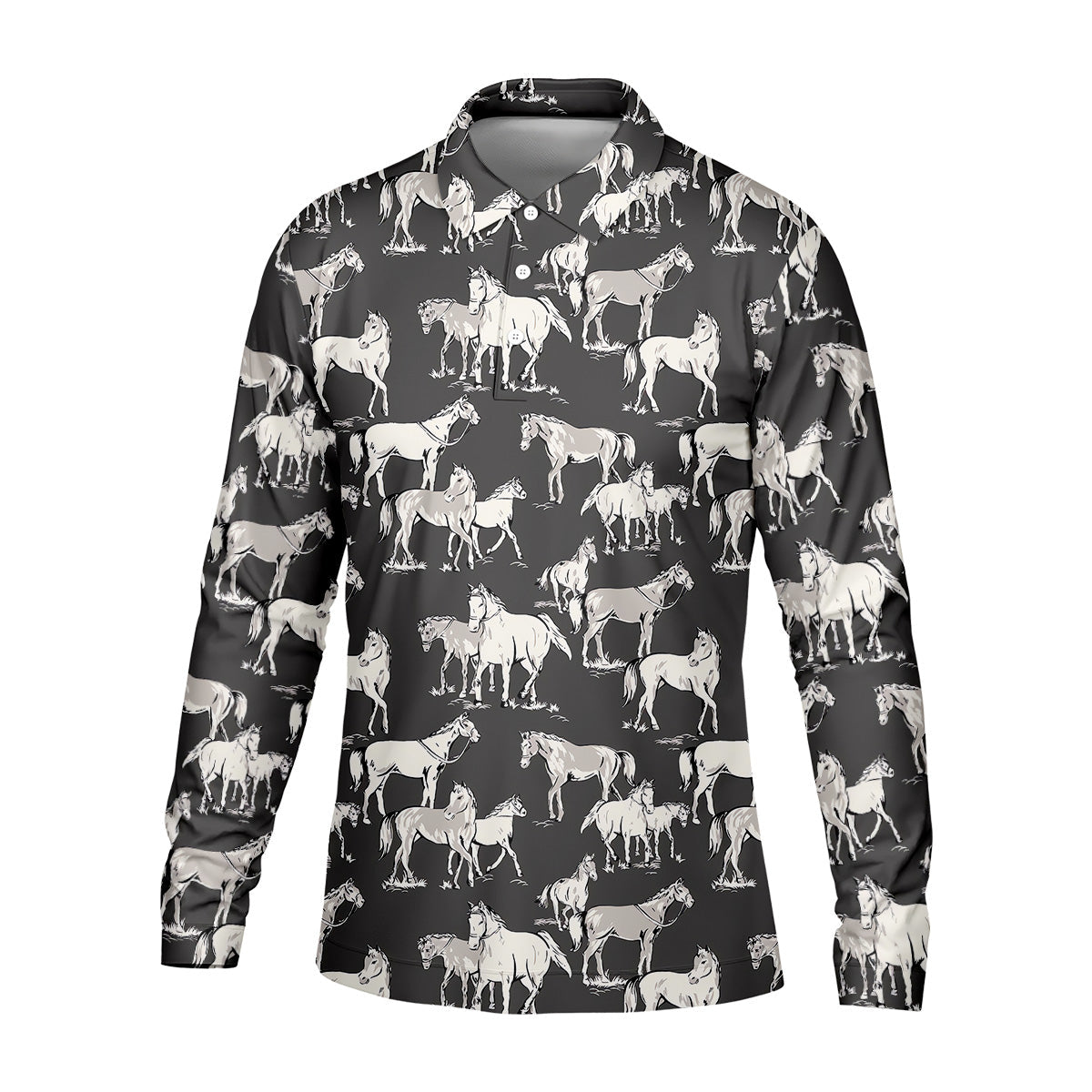 Wild Horse Seamless Pattern Golf Tops For Men, Hawaiian Golf Shirts, Polo For Men