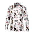 White Funny Sasquatch Tropical Golf Shirts, Fun Men's Golf Polos, Hawaiian Golf Shirts, Golfing Apparel
