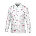 Flamingo Tropical White Polo Shirt Mens, Summer Polo Shirts, Unique Gift For Golfer