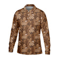 Snake Cactus Seamless Pattern Golf Tops For Men, Hawaiian Golf Shirts, Long Sleeve Polo