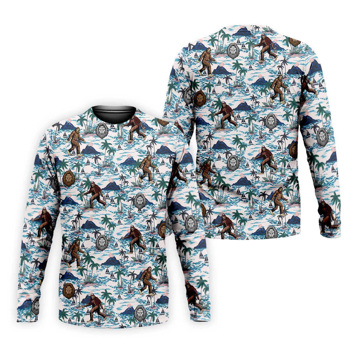 Funny Bigfoot Tropical Golf Shirts, Men's Funny Golf Shirts, Golfing Apparel, Polo For Men