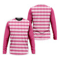 White And Pink Argyle Pattern Men Polo, Polo Shirts For Men, Golf Gift For Men, Golfing Apparel