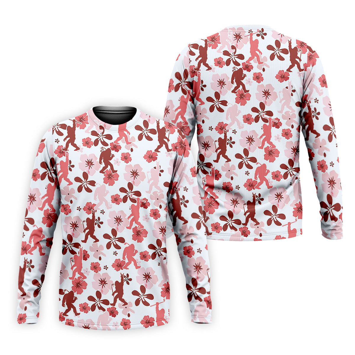 Sasquatch Golf Shirt, Mens Floral Shirt, Hawaiian Golf Shirts, Long Sleeve Polo
