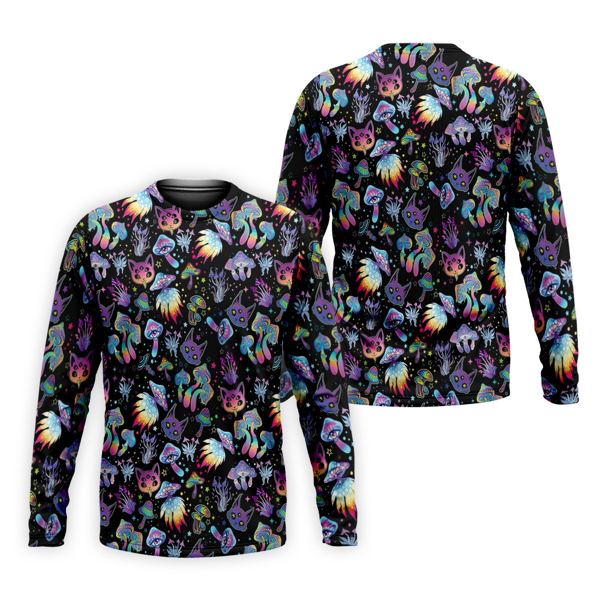 Funny Neon Cat Alien Mushroom Golf Tops For Men, Cute Golf Outfit, Polo Shirts For Men, Golfing Apparel