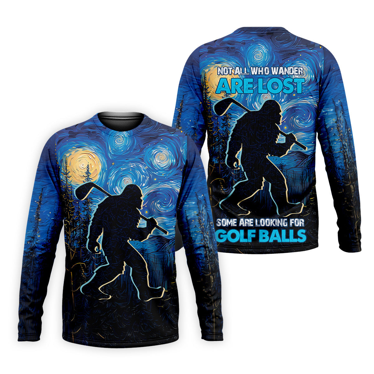 Not All Who Wander Are Lost Starry Night Shirt, Sasquatch Golf Shirt, Golf Tops For Men, Golf Gift For Men