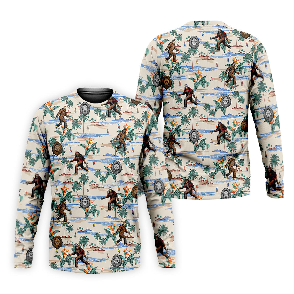 Funny Sasquatch Tropical Golf Shirts, Fun Men's Golf Polos, Hawaiian Golf Shirts, Golfing Apparel
