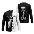Jesus Is My Savior Golf Is My Therapy Christian Golf Shirt, Black And White Golf Polo, Polo Shirts For Men