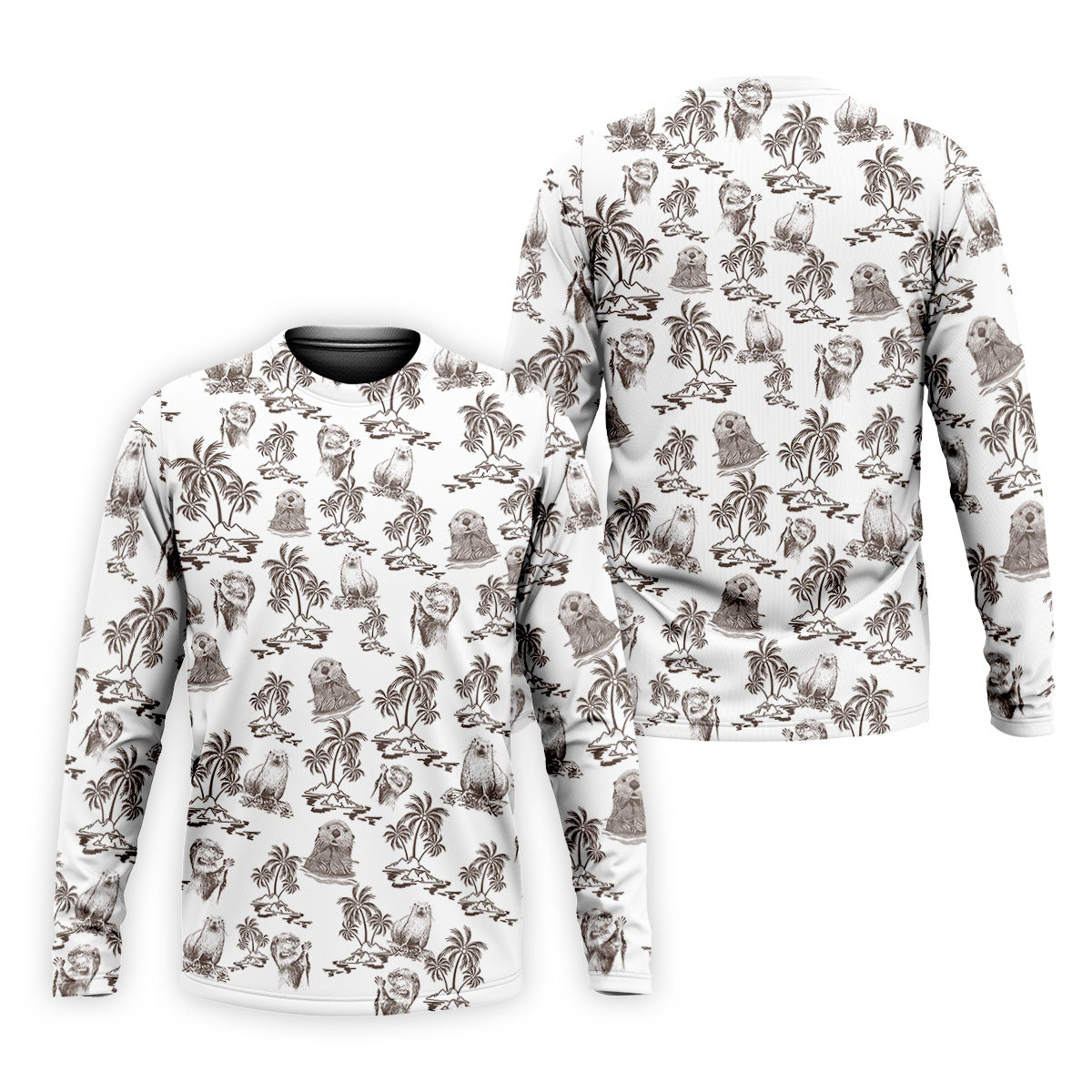 Adorable Sea Otter Tropical Golf Shirts, Cute Golf Outfit, Polo Shirts For Men, Golf Gift For Men