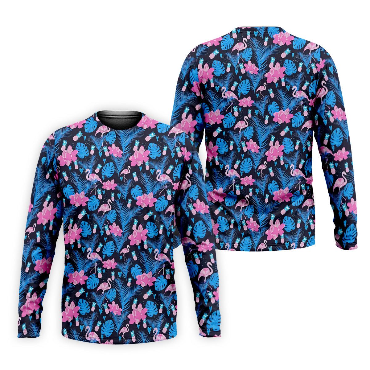 Flamingo Pink Pink And Blue Tropical Golf Shirts, Polo Shirts For Men, Golf Gift For Men, Golfing Apparel