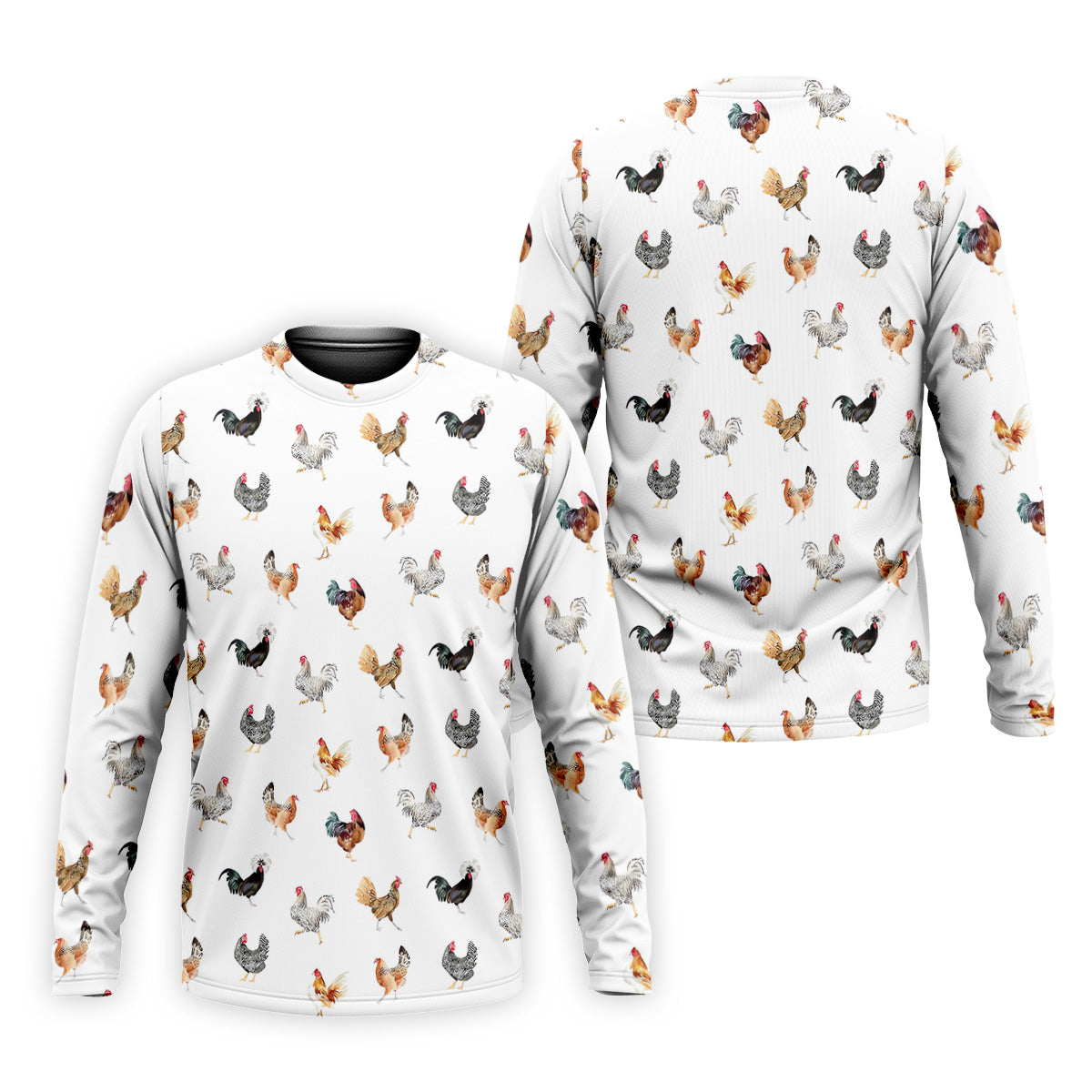 Prancing Chickens Men's White Golf Polo, Gift For Chicken Lover, Polo Shirts For Men, Golfing Apparel