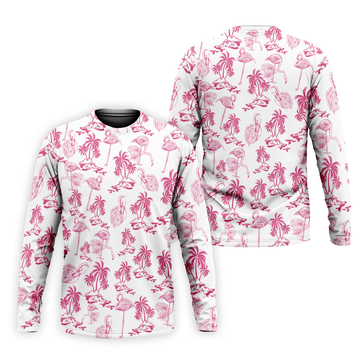 White And Pink Flamingo Tropical Men Polo, Polo Shirts For Men, Golf Gift For Men, Golfing Apparel