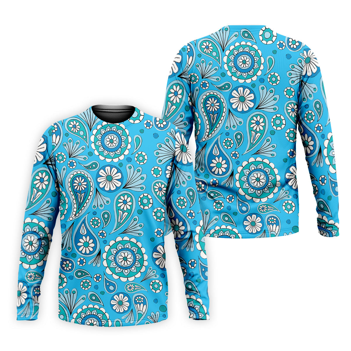 Blue Paisley Seamless Pattern Golf Tops For Men, Hawaiian Golf Shirts, Polo For Men