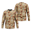 Wild Horse Seamless Pattern Golf Tops For Men, Hawaiian Golf Shirts, Long Sleeve Polo