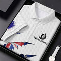 Golf Ball Pattern Australia Flag Print Scratch Effect Men's Golf Top, Golf Shirts For Men