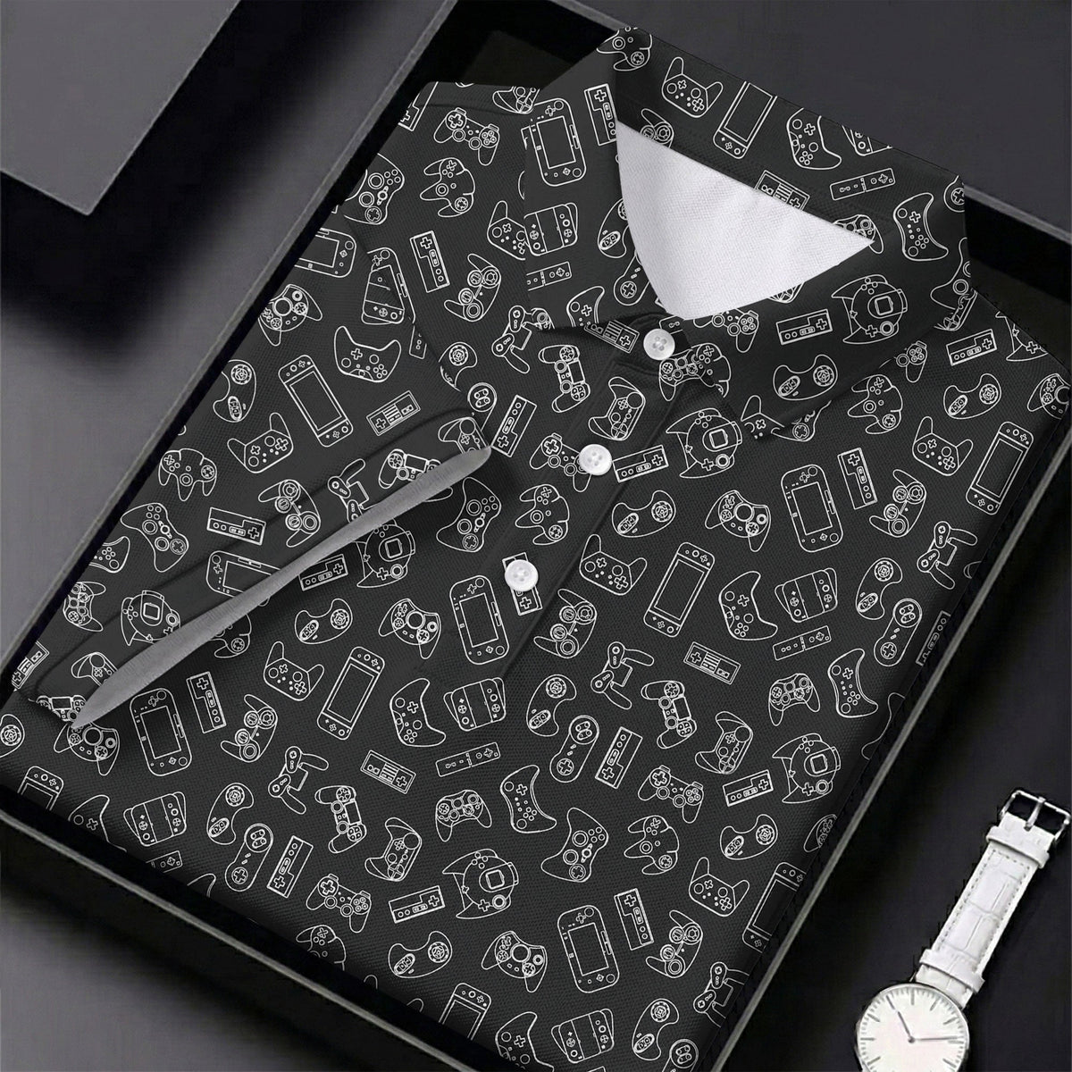 Video Game Controller Seamless Pattern Hawaiian Golf Shirt, Women's Golf Tops, Ladies Golf Shirts