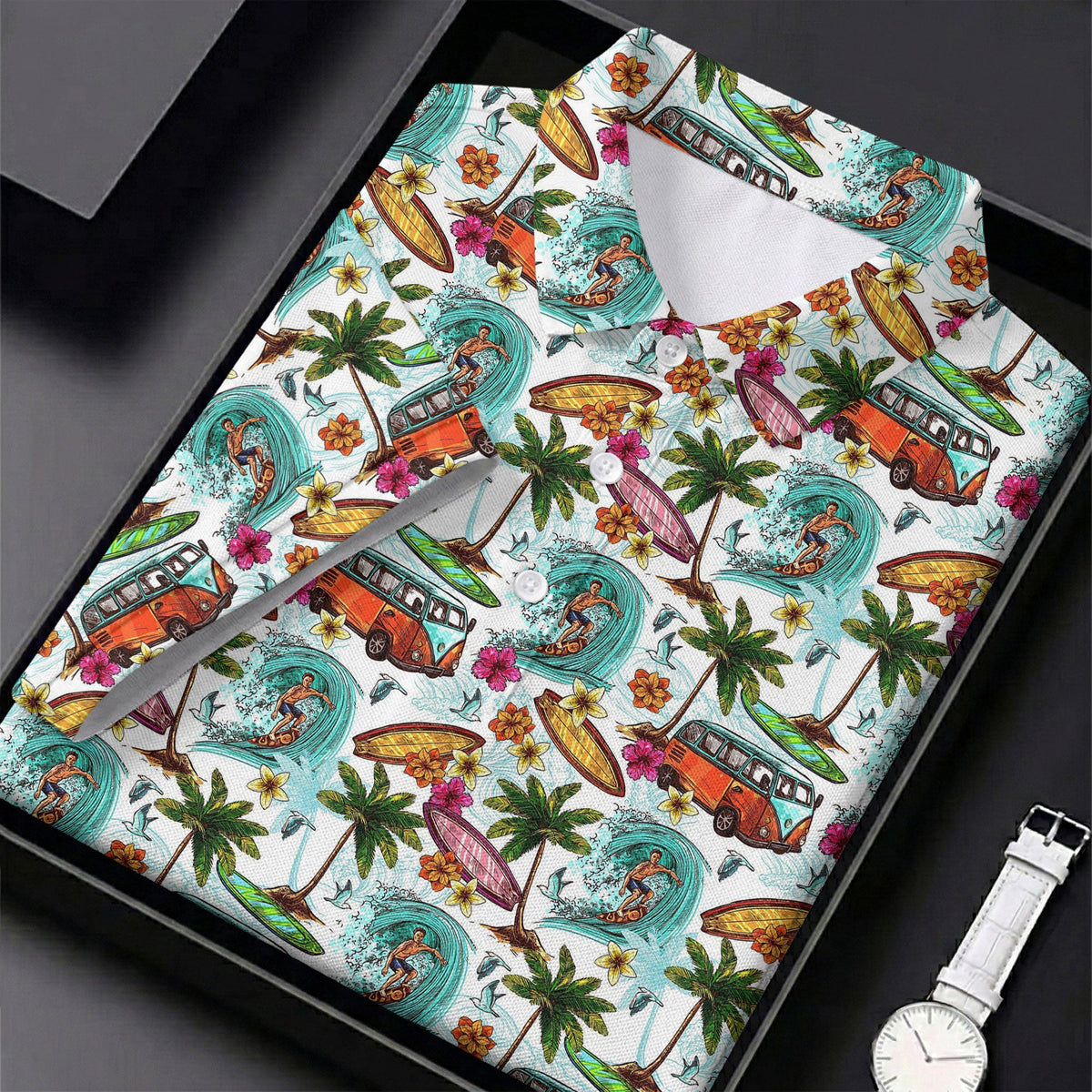Tropical Trip Big Wave Riders Hawaiian Golf Shirt, Golf Shirt For Women, Golfing Apparel