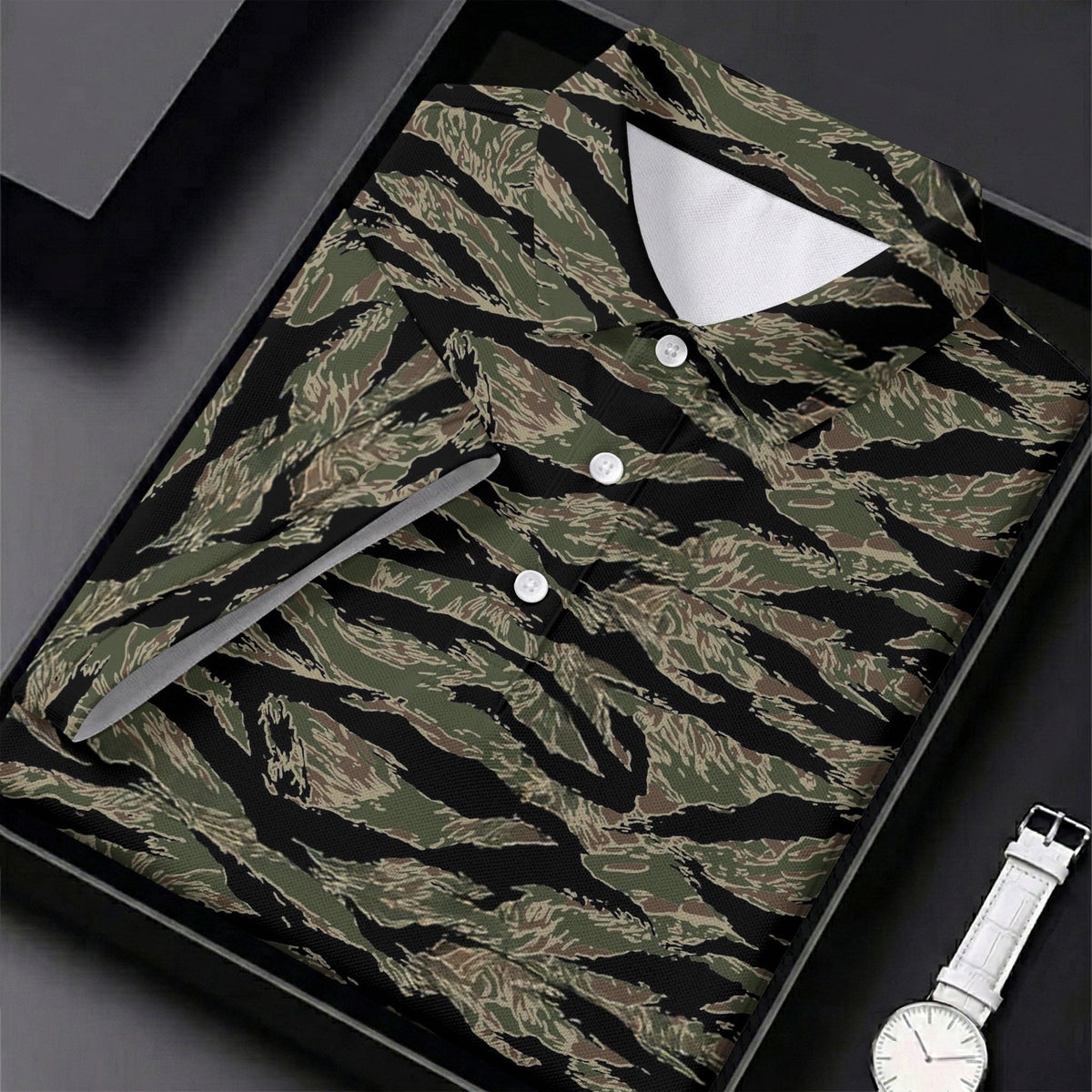 Rhodesian Tiger Stripe Camo Hawaiian Golf Shirt, Women's Golf Tops, Ladies Golf Shirts