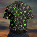 Mushroom And Skull Neon Pattern Hawaiian Golf Shirt, Men's Funny Golf Shirts