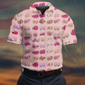 Pink Funny Boob Pattern Golf Polo Shirt, Men's Golf Shirts, Printed Golf Shirts