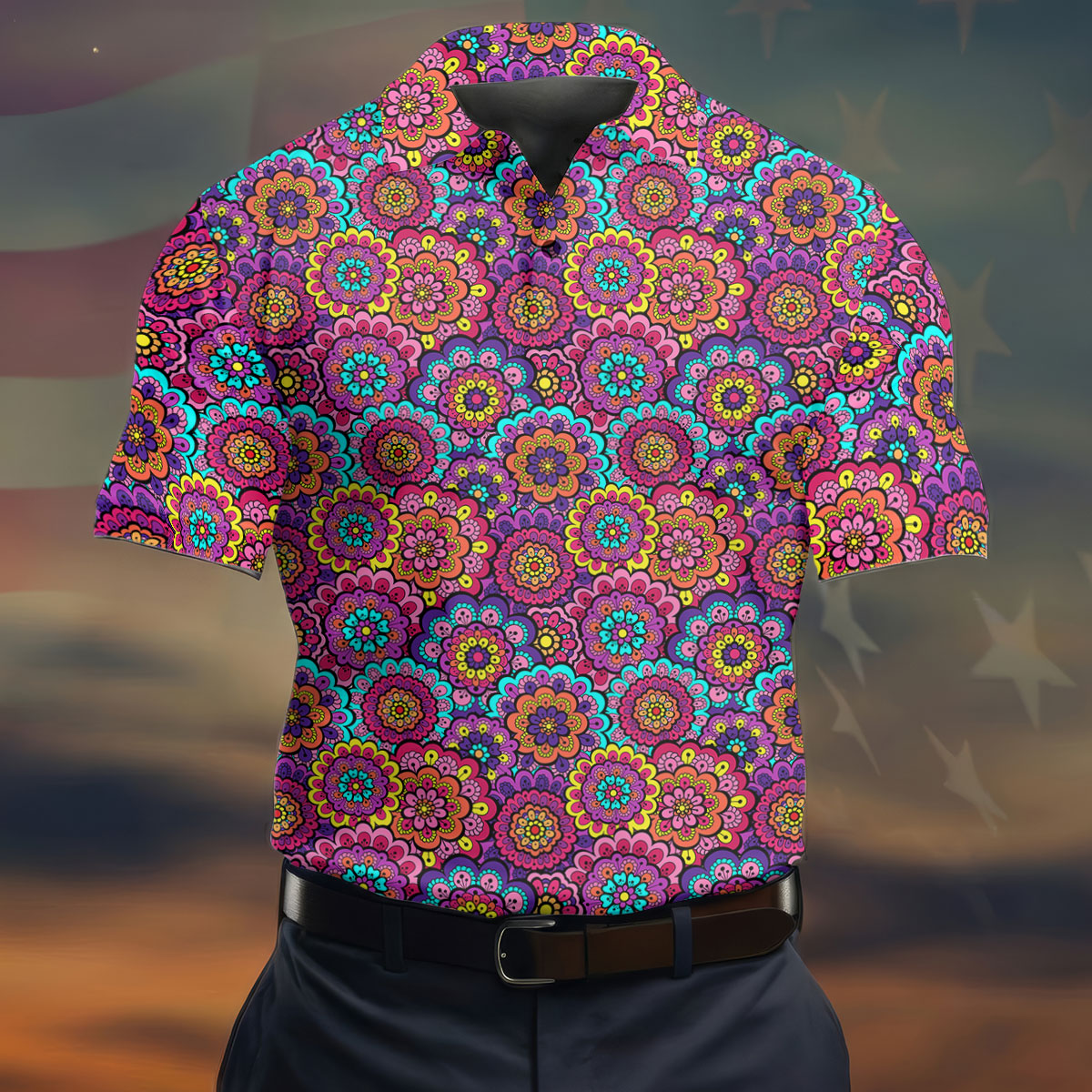 Colorful Mandala Floral Pattern Zip Hoodie, Graphic Zip Hoodie, Hooded Sweatshirt For Men
