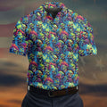 Colorful Zombie Head Pattern Halloween Golf Polo Shirt, Mens Golf Polo, Golf Shirts For Men