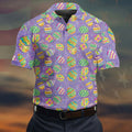 Colorful Painted Easter Eggs Golf Shirts For Men, Cute Golf Outfit, Polo Shirts For Men