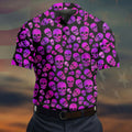 Purple Skull Gothic Pattern Hawaiian Golf Shirt, Mens Golf Polo, Printed Golf Shirts