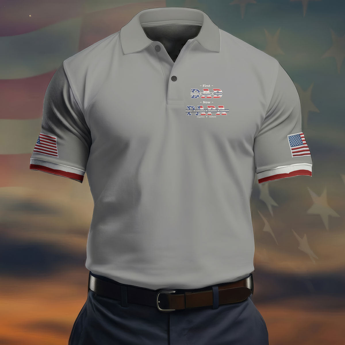 Gray First Dad Now Grandpa Golf Polo Shirt, Mens Golf Polo, Printed Golf Shirts