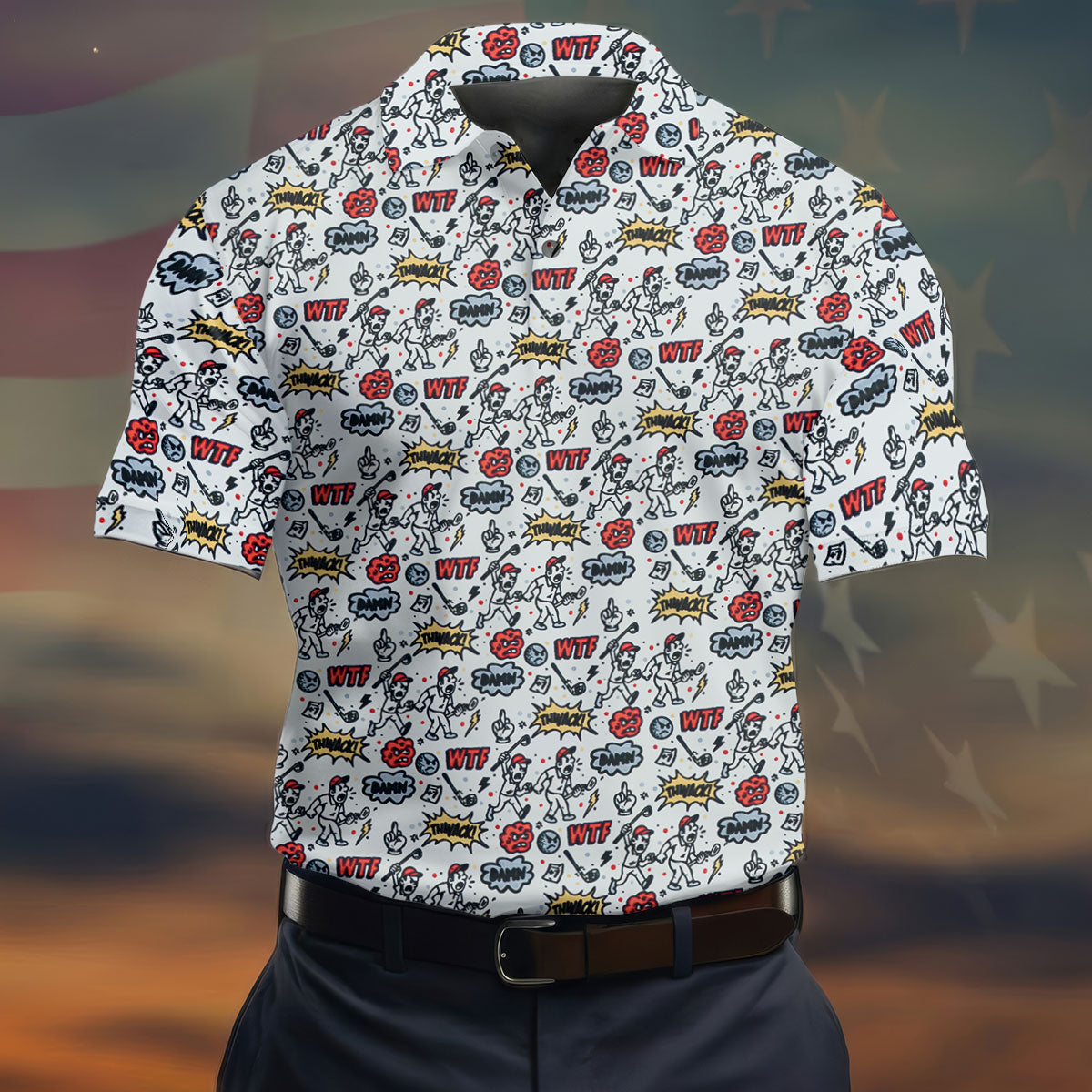 Funny Adult Humor Tropical Beach Golf Paradise Polo Shirt, Golf Polo Shirts For Men, Printed Golf Shirts