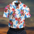 Bigfoot Flamingo Float Tropical Hawaiian Golf Shirt, Hawaiian Golf Shirt, Mens Golf Shirts