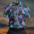 Funny Black Cat Purple Blue Gradient Hawaiian Golf Shirt, Golf Shirts For Men