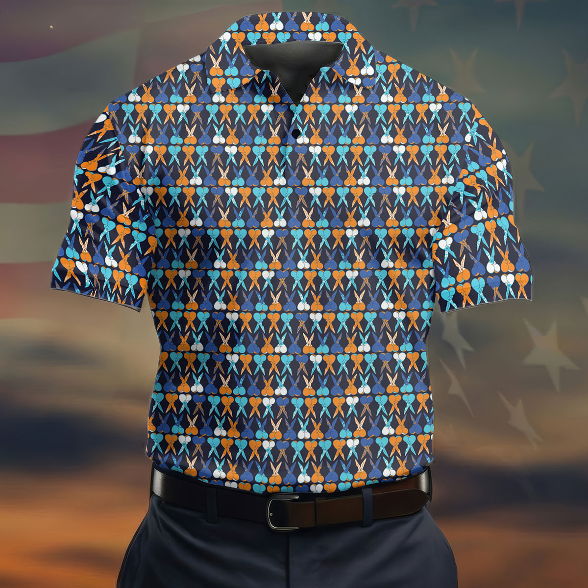 Funny Scissors Pattern Golf Polo Shirt, Golf Polo Shirts For Men, Mens Golf Apparel