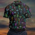 Neon Bigfoot Alien UFO Pattern Golf Polo Shirt, Men's Golf Shirt, Printed Golf Shirts