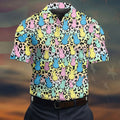 Pastel Easter Bunny Leopard Print Polo Shirt, Mens Golf Apparel, Hawaiian Golf Shirt, Printed Golf Shirts