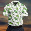 Green Cocktail Splash Pattern Golf Shirt, Mens Golf Shirts, Hawaiian Golf Shirt, Golf Polo Shirts For Men