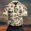 Vintage Hawaiian Pin Up Shark Tattoo Golf Shirt, Hawaiian Golf Shirt, Mens Golf Apparel