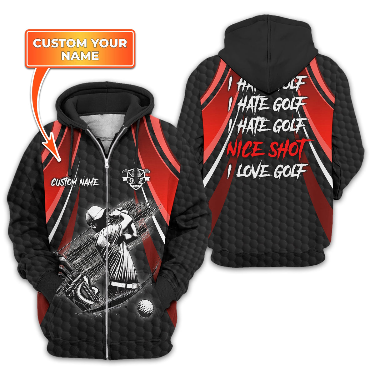 I Hate Golf Custom Men's Golf Polo Shirt, Funny Golf Shirt, Gift For Golfer
