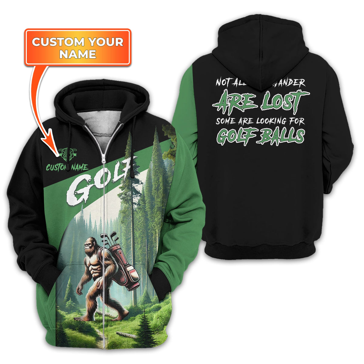 Not All Who Wander Are Lost Bigfoot Custom Golf Shirt, Funny Golf Shirt, Gift For Golfer