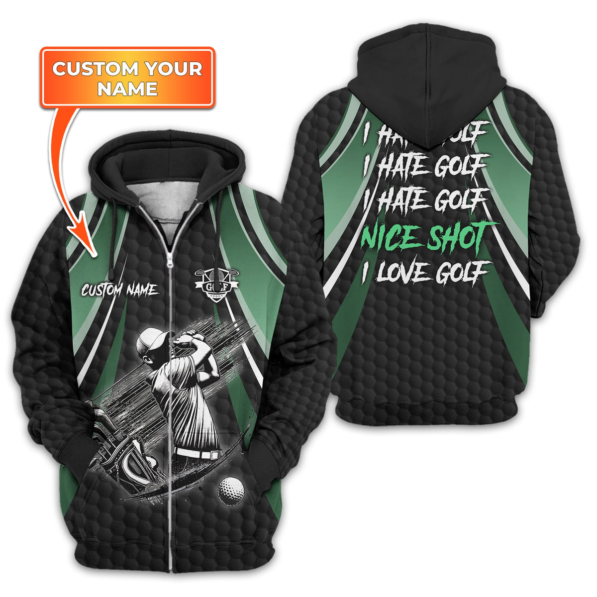 I Hate Golf Custom Men's Golf Polo Shirt, Funny Golf Shirt, Gift For Golfer
