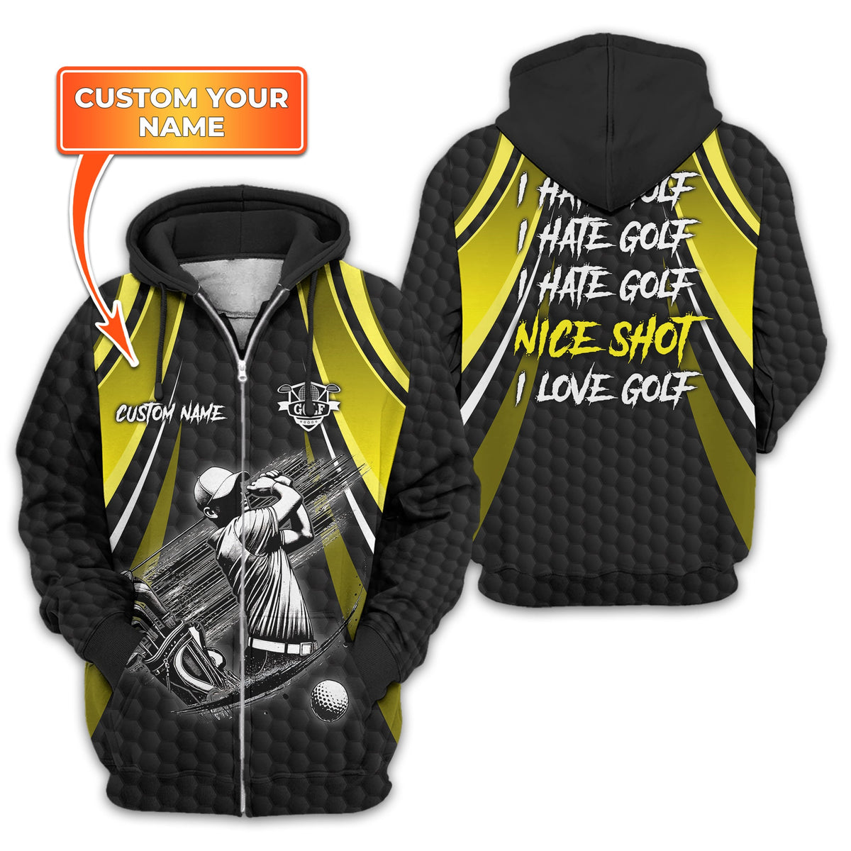 I Hate Golf Custom Men's Golf Polo Shirt, Funny Golf Shirt, Gift For Golfer