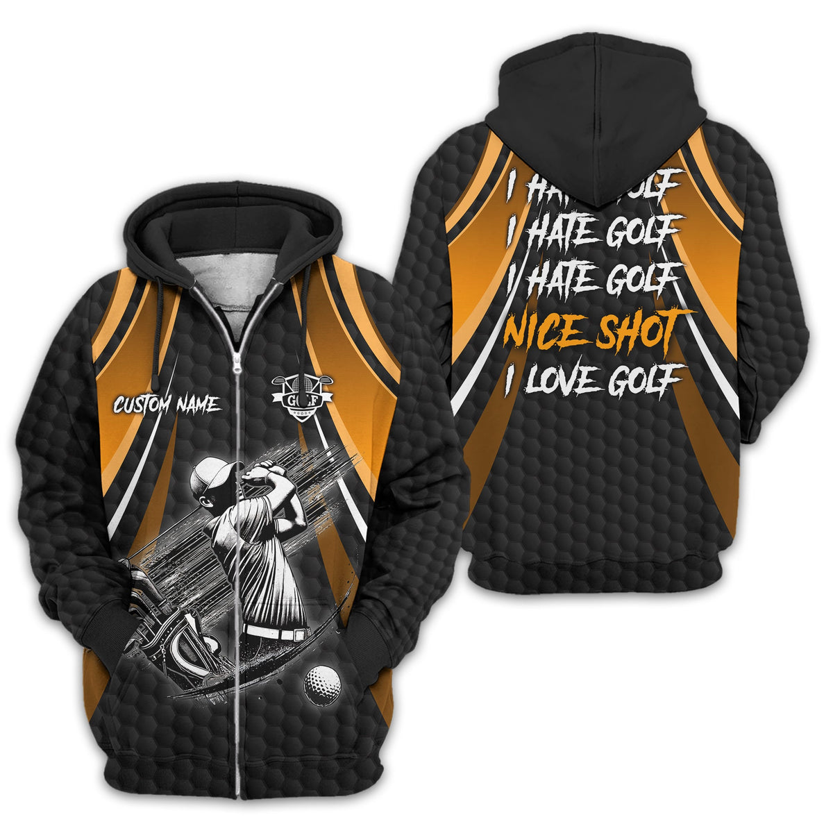 I Hate Golf Custom Men's Golf Polo Shirt, Funny Golf Shirt, Gift For Golfer